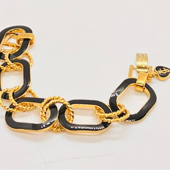 NWT Juicy Couture White Script Bangle & Black Enamel Link Bracelet set of 2 - Picture 11 of 11